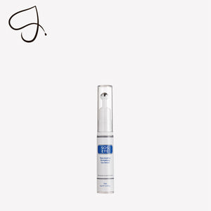 Skincare serum bottle with blue label on a white background